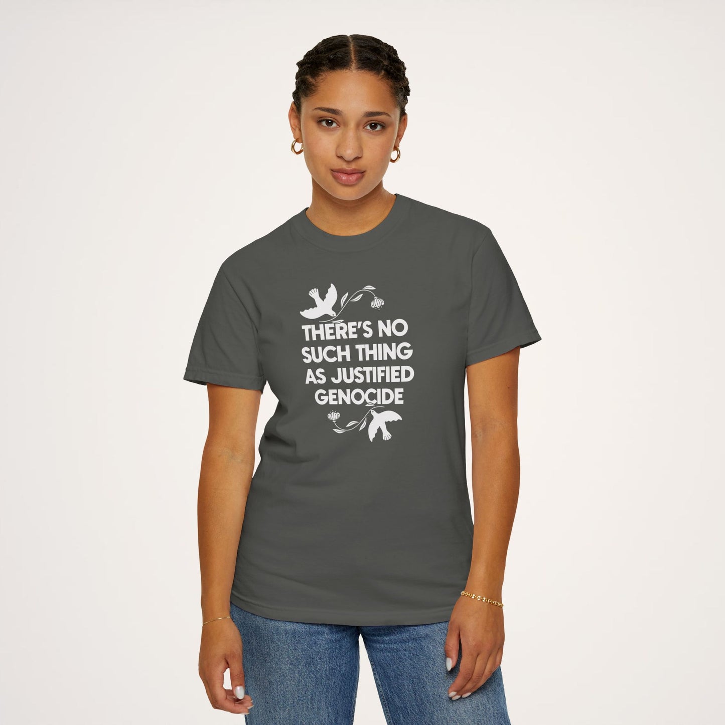 No Justified Genocide Tee / Comfort Colors Unisex T-shirt / Support Palestine, Gaza, Sudan, Congo
