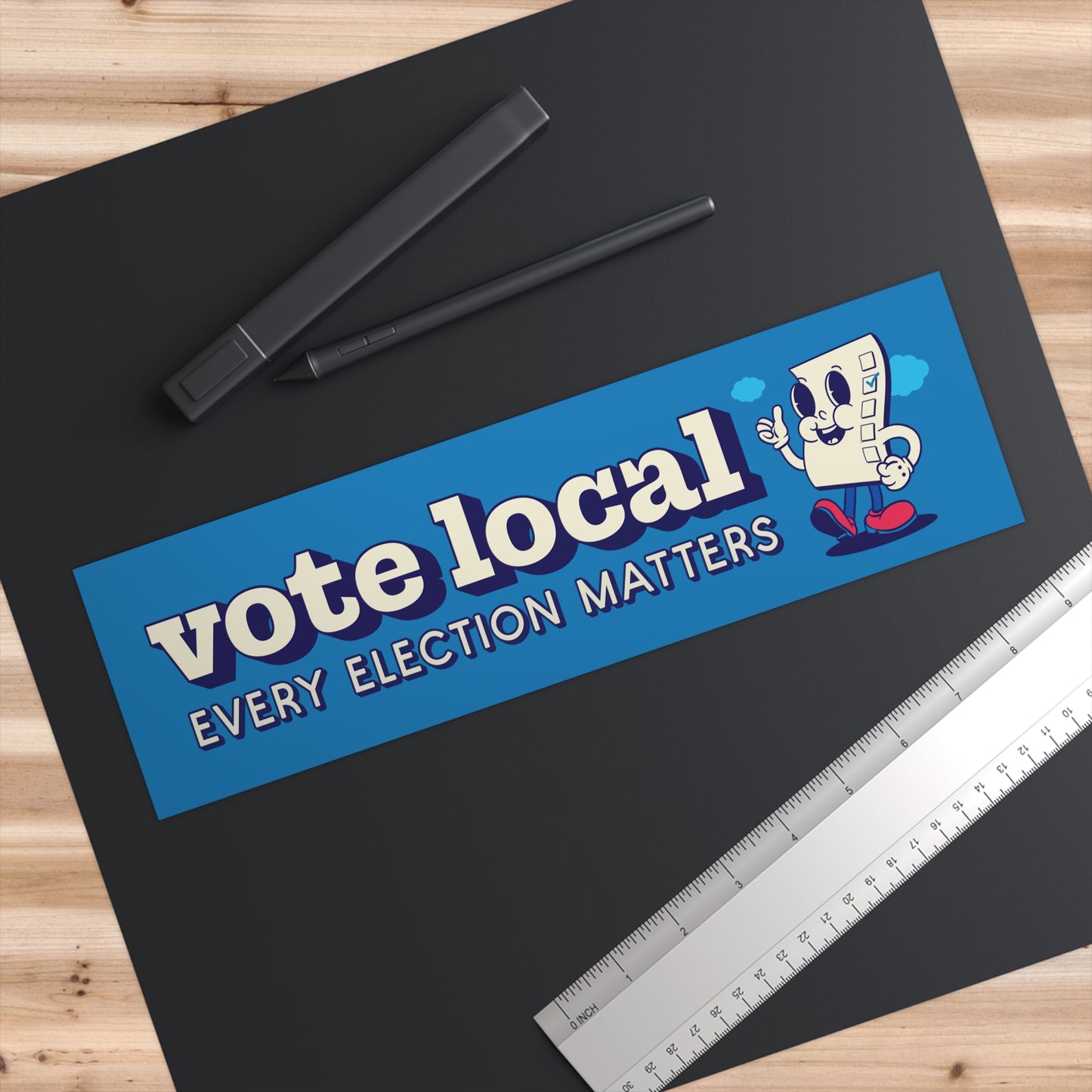 Vote Local Sticker / Retro Graphic, Vinyl Bumper Sticker / 3.75" x 11.5"