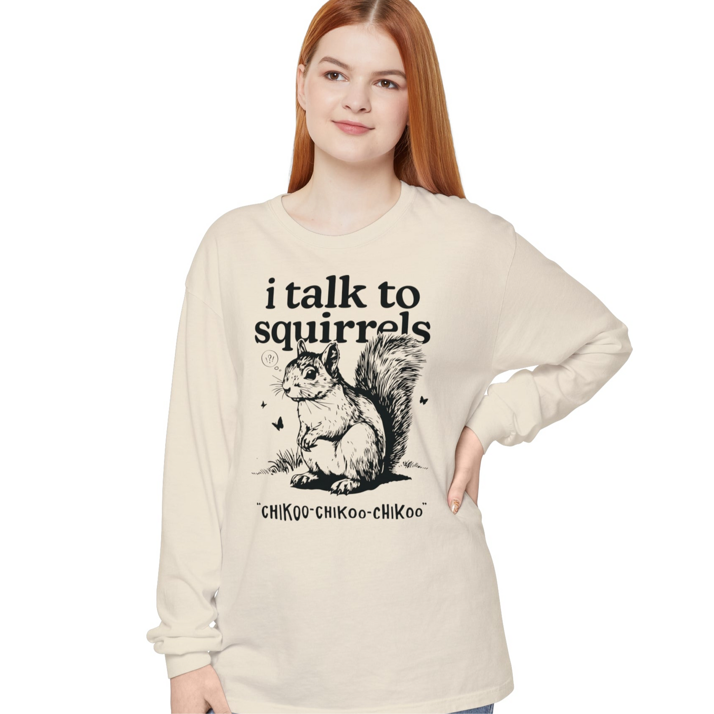 Squirrel Graphic Long Sleeve Tee, Nature Lover Gift, Funny Wildlife Shirt, Earth Day Apparel, Outdoor Adventure Top, Hiking Tee,