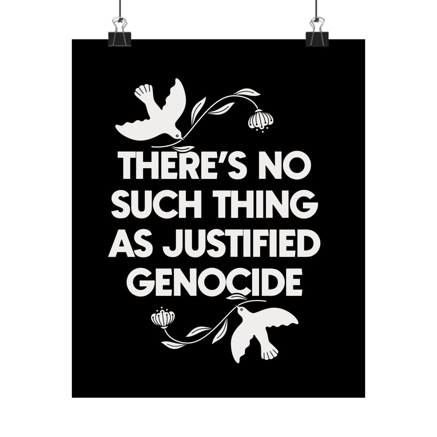 No Justified Genocide Poster / Palestine, Sudan, Congo / Matte Vertical Art Print
