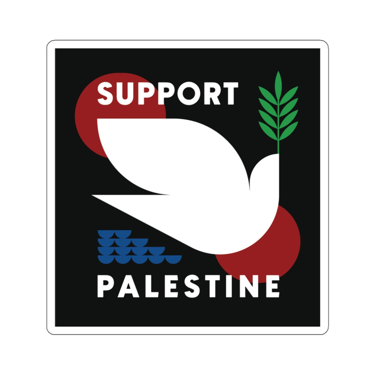 Support Palestine Sticker / Matte Die-Cut Vinyl  w/ Dove / Size 2"x2" or 3"x3"